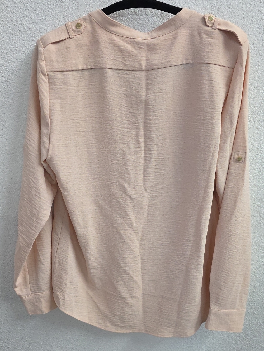Calvin Klein Pink Button Down Gold Buttons Convertible Sleeves Size Medium - Picture 5 of 10
